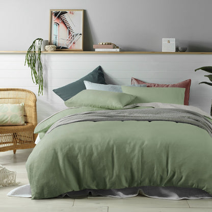 Accessorize 100% Linen Sage Quilt Cover Set King