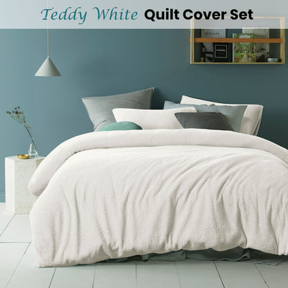 Accessorize Teddy White Quilt Cover Set King