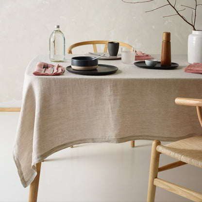 Vintage Design Homewares Helm Natural Washed Linen Cotton Tablecloth 180cm Diameter Round