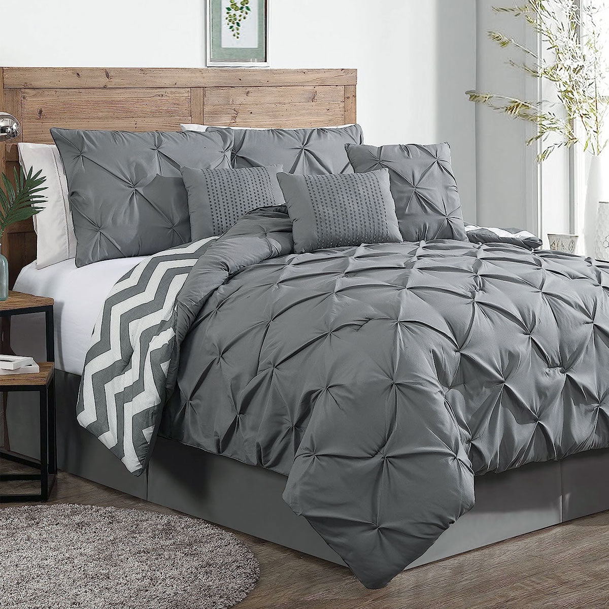 J Elliot Home 6 Pcs Ella Grey Comforter Set Single