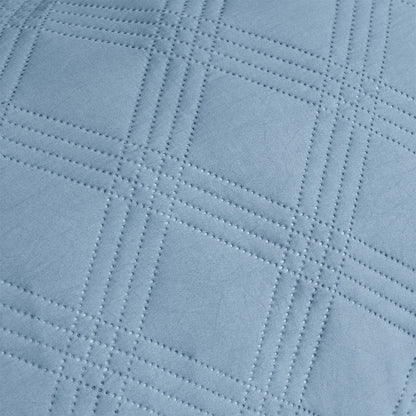 Ardor Carter Mineral Blue Embossed Vintage Washed Geometric Quilt Cover Set Queen