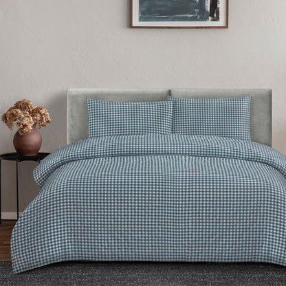 Ardor Rowe Teal Textured Seersucker Quilt Cover Set King