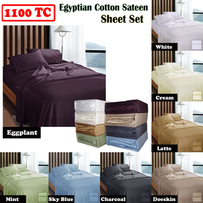 Ramesses 1100TC Egyptian Cotton Sateen Sheet Set Doeskin King