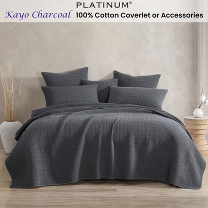 Platinum Collection Kayo Charcoal 100% Cotton Coverlet Queen/King