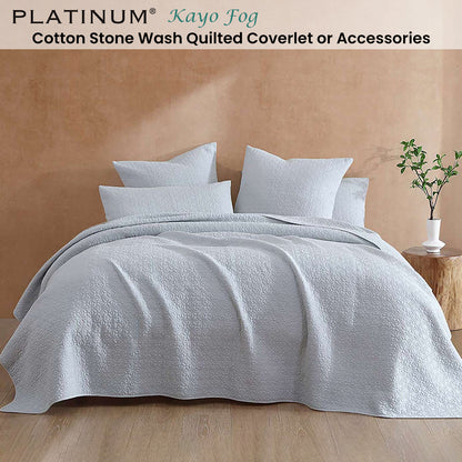 Platinum Collection Kayo Fog Cotton Stone Wash Quilted Coverlet Queen/King