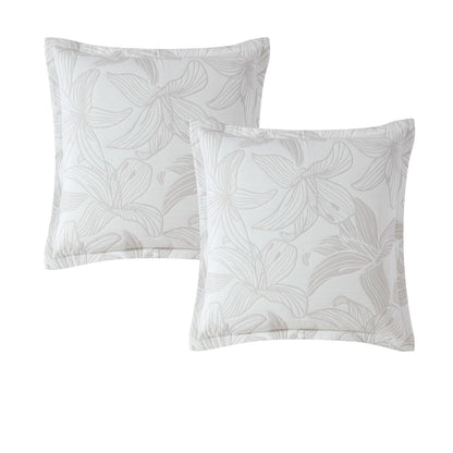 Platinum Collection Pair of Grace Dove Jacquard European Pillowcases 65 x 65cm