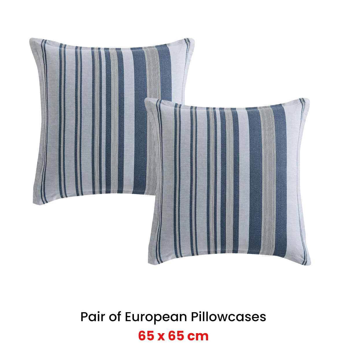 Platinum Collection Pair of Hunter Indigo European Pillowcases 65 x 65cm