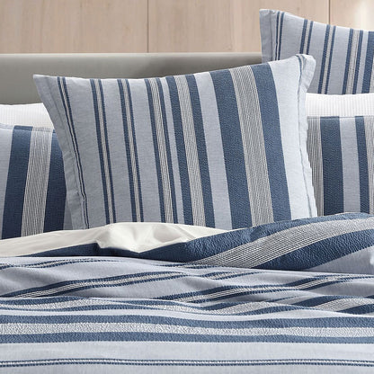 Platinum Collection Hunter Indigo 100% Cotton Seersucker Quilt Cover Set Super King