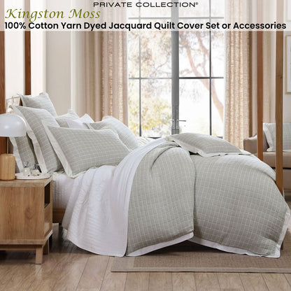 Private Collection Kingston Moss 100% Cotton Yarn Dyed Jacquard Quilt Cover Set Queen