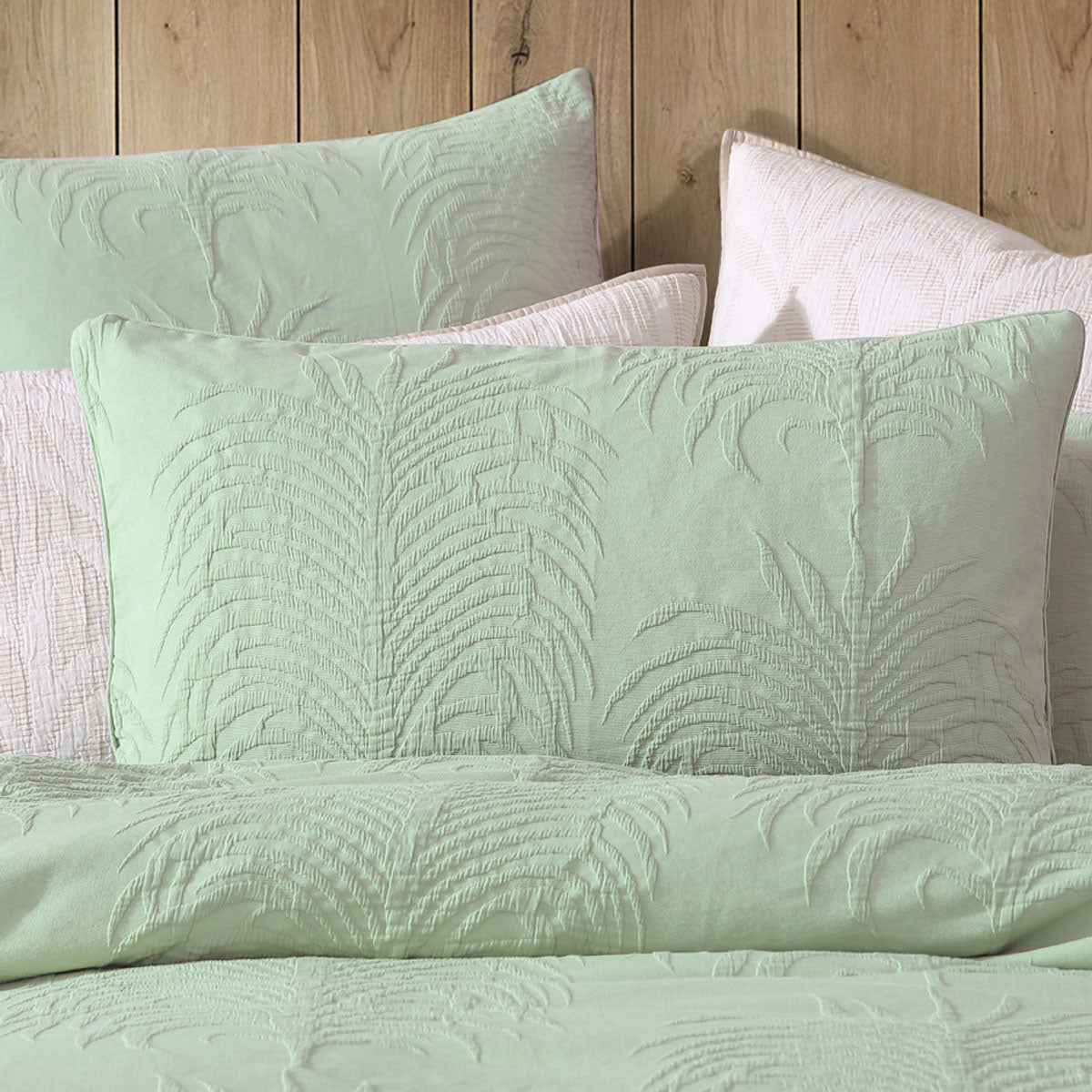 Platinum Collection Tropicana Sage Cotton Matelasse Quilt Cover Set Queen