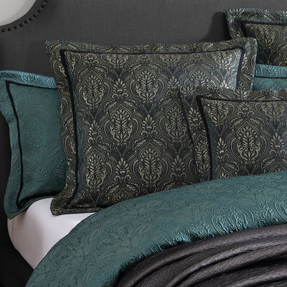 Davinci Valencia Emerald Damask Jacquard Quilt Cover Set Queen