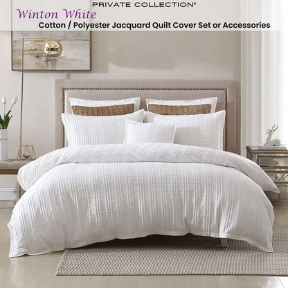 Private Collection Winton White Jacquard Quilt Cover Set Super King