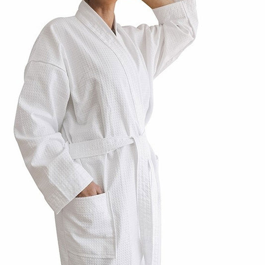 Jason 240GSM Waffle Polyester Cotton Kimono White