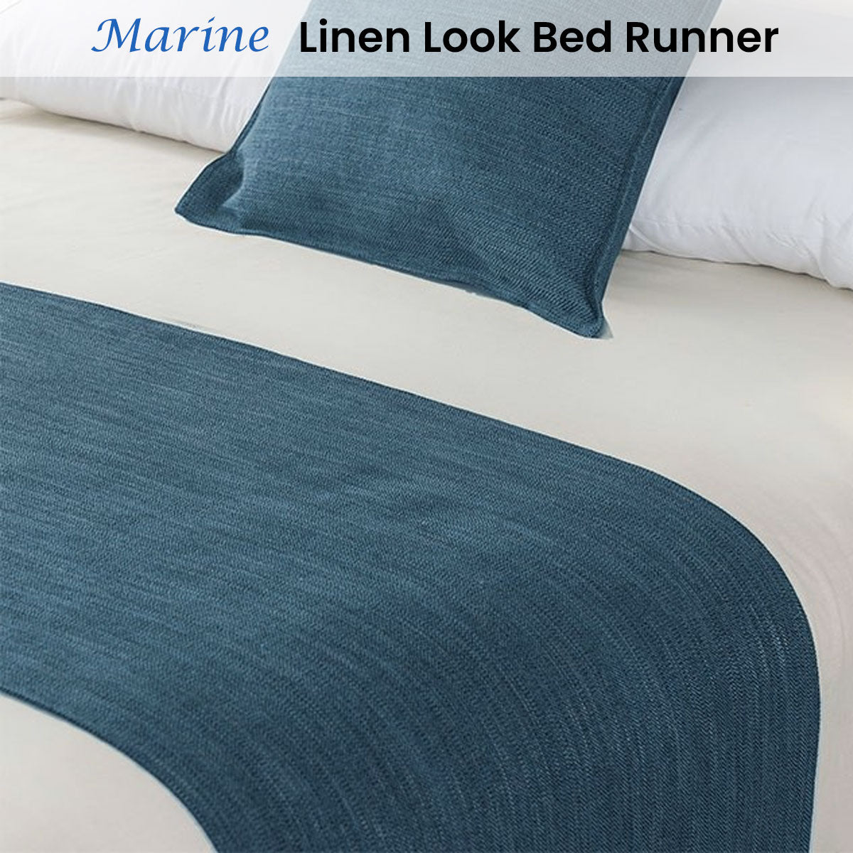 Jason Linen Look Marine Bed Runner Single/King Single