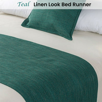 Jason Linen Look Teal Bed Runner Single/King Single