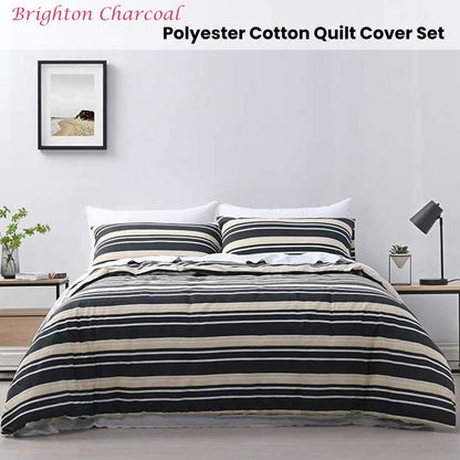 Jason Brighton Charcoal Quilt Cover Set King