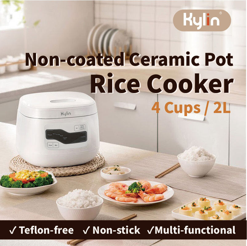 Kylin Electric Multi-Function 4 Cups Ceramic Pot Rice Cooker 2L White AU-K1020