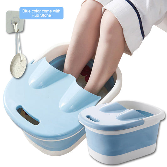 Foot Spa Water Pedicure Foldable Bucket Folding Massage Footbath Soaking Basin(Blue)