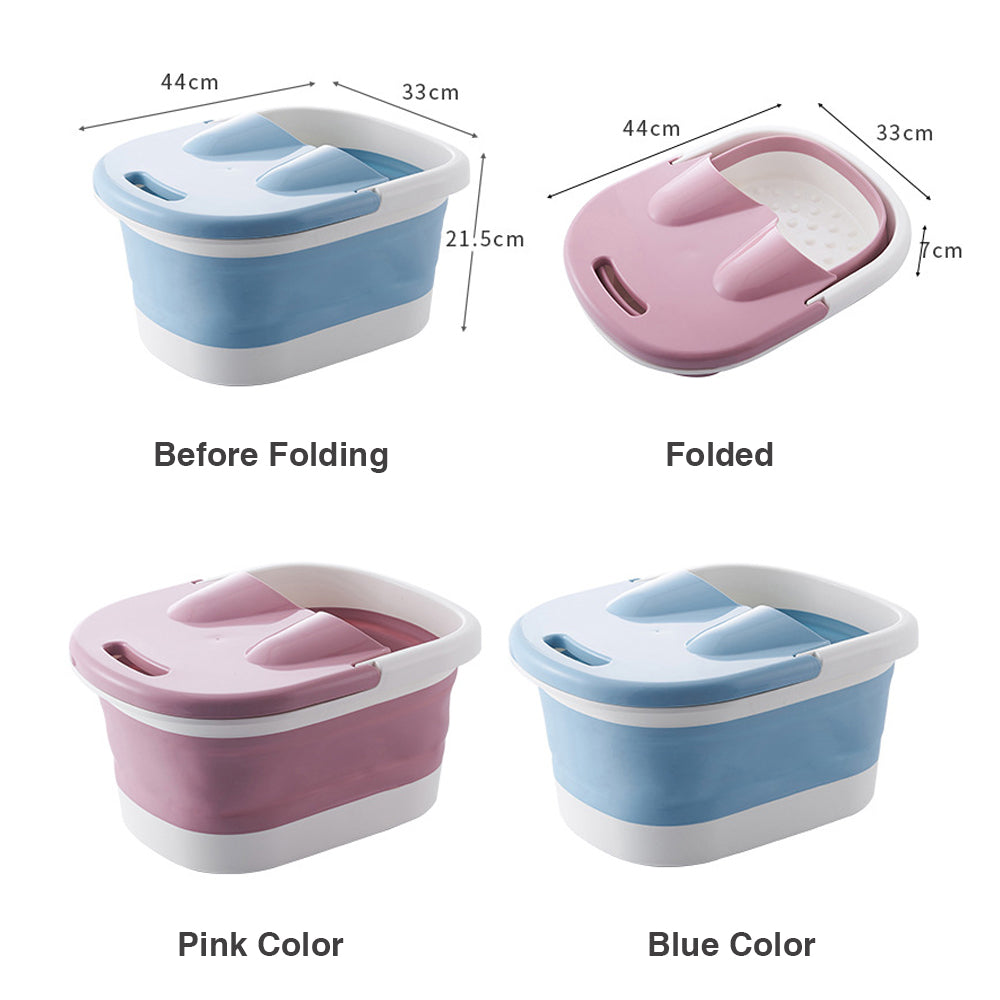 Foot Spa Water Pedicure Foldable Bucket Folding Massage Footbath Soaking Basin(Pink)