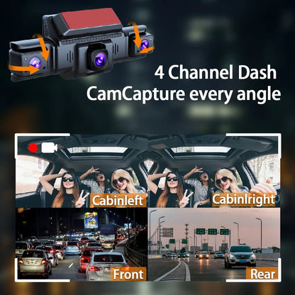 4 Channel 5G WiFi Dashcam FHD 1080P 170° Wide Angle G-Sensor with 64GB Card