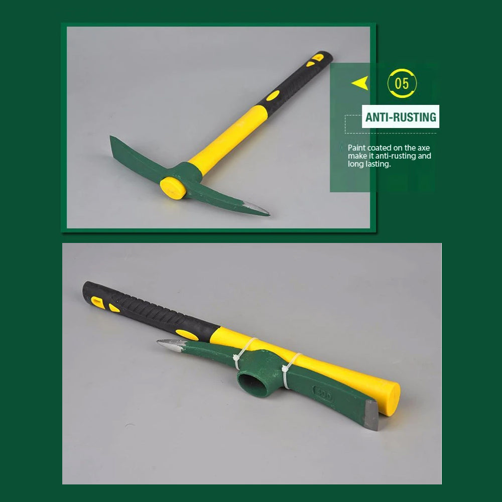 Mattock Outdoor Camping Mountain Fibreglass Handle Mini Pickaxe Garden Farm Tool