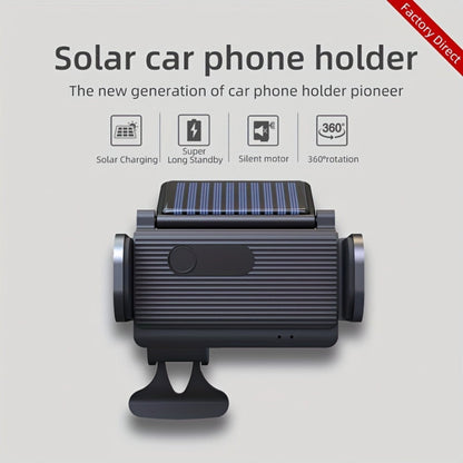 Solar Powered Electric Automatic Clamping Car Phone Holder Hands Free Clip Phone Mount