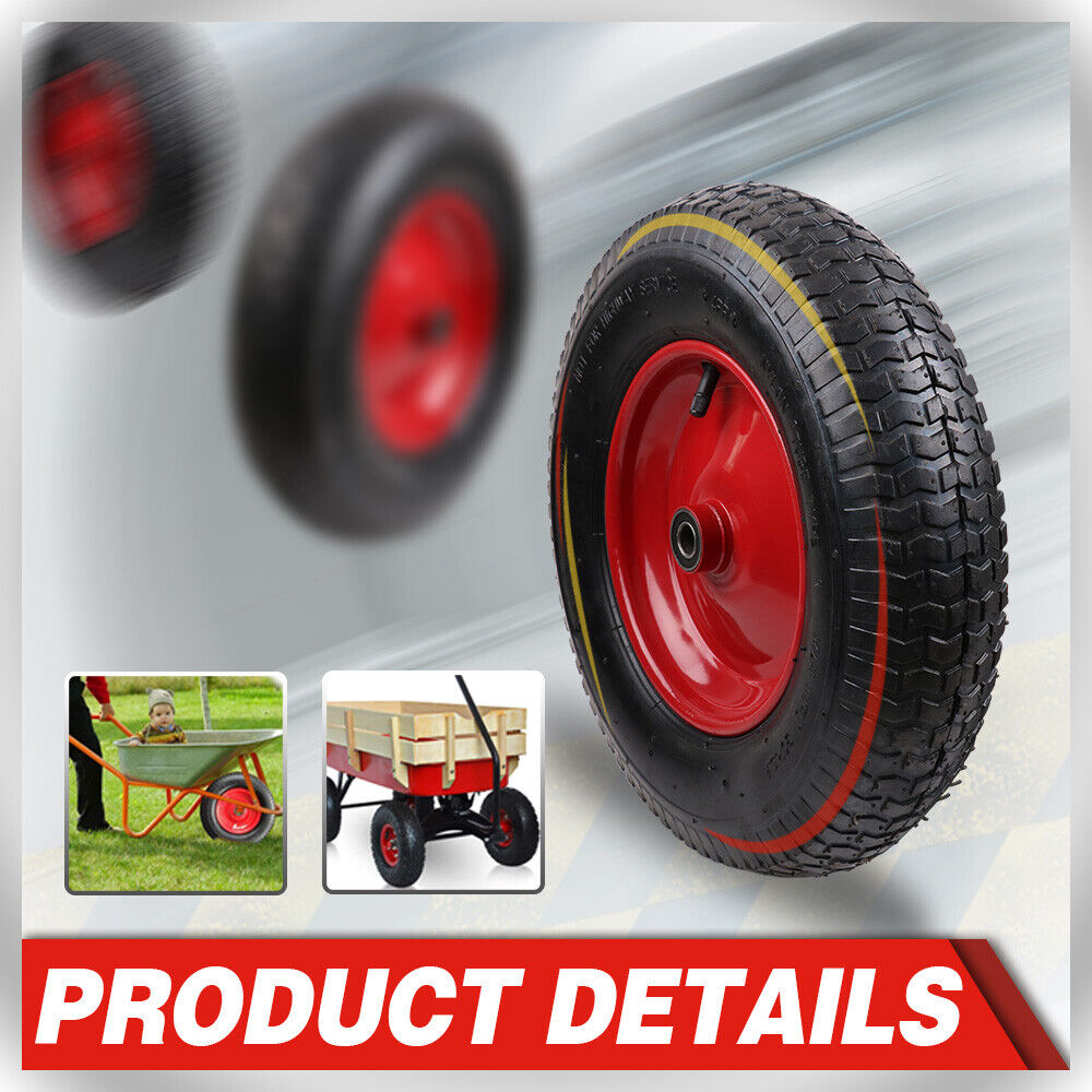 16" Wheelbarrow Trolley Wheel 4.80/4.00-8 Pneumatic Tyre 16mm Bore Tire Steel