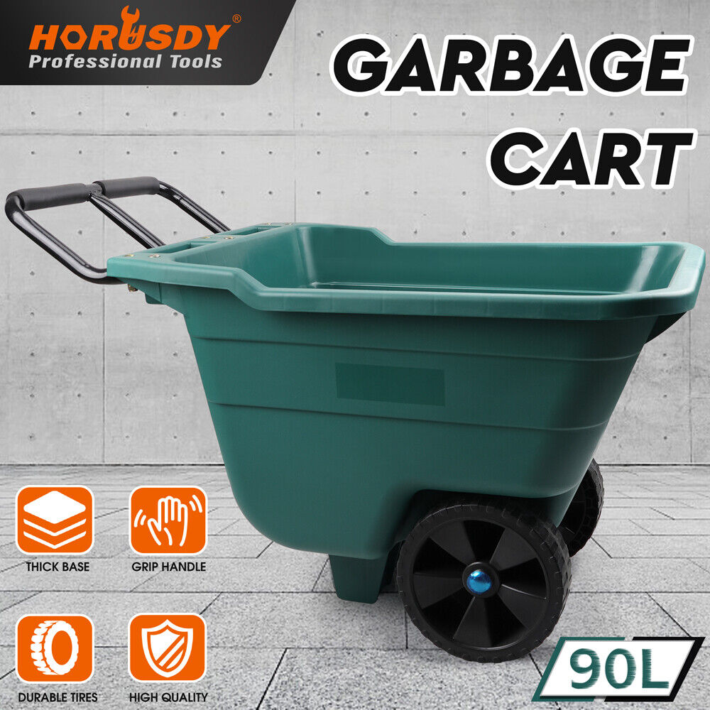 HORUSDY 90L Multi-Purpose Garden Cart Lawn Wheelbarrow Trailer Wagon Outdoor