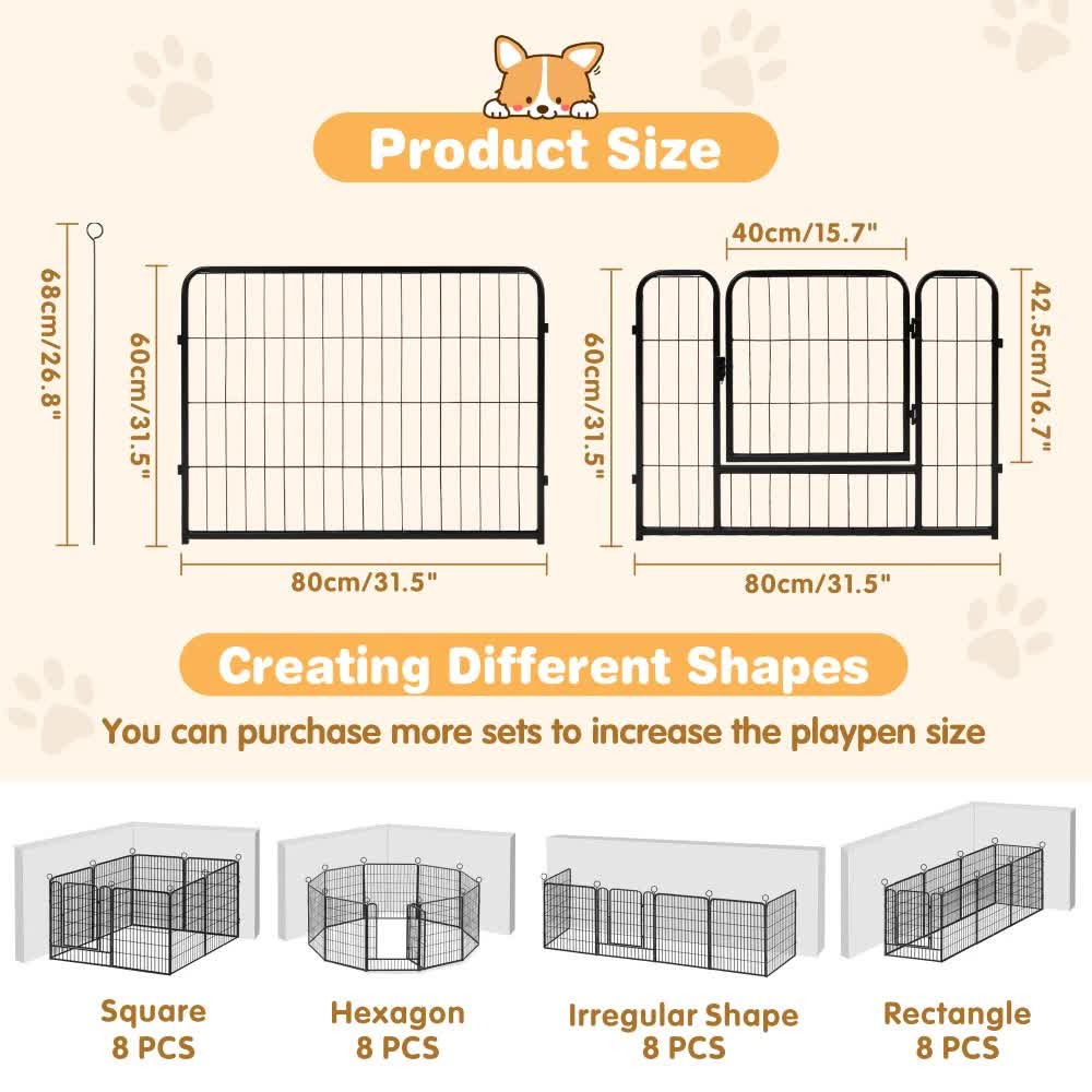 Pet Dog Playpen Puppy Exercise Cage Enclosure Fence Metal Outdoor 8 Panel