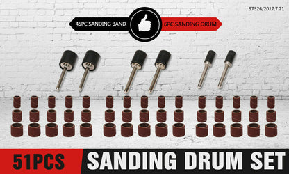 51Pc Sanding Bands Drum Sleeve Set 120 Grits Mandrel Dremel Rotary Kit 3mm Shank