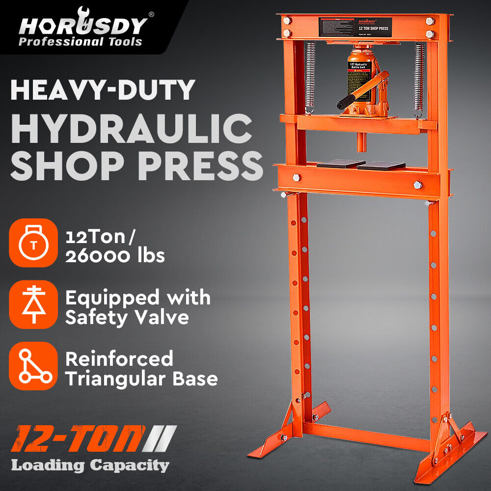 HORUSDY 12T Hydraulic Shop Press Bending H-Frame Benchtop Jack Stand Heavy Duty