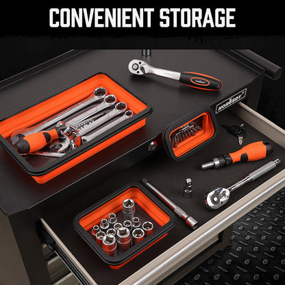 HORUSDY 3Pc Orange Magnetic Parts Tray Set Tool Trays Storage Organizer Screw