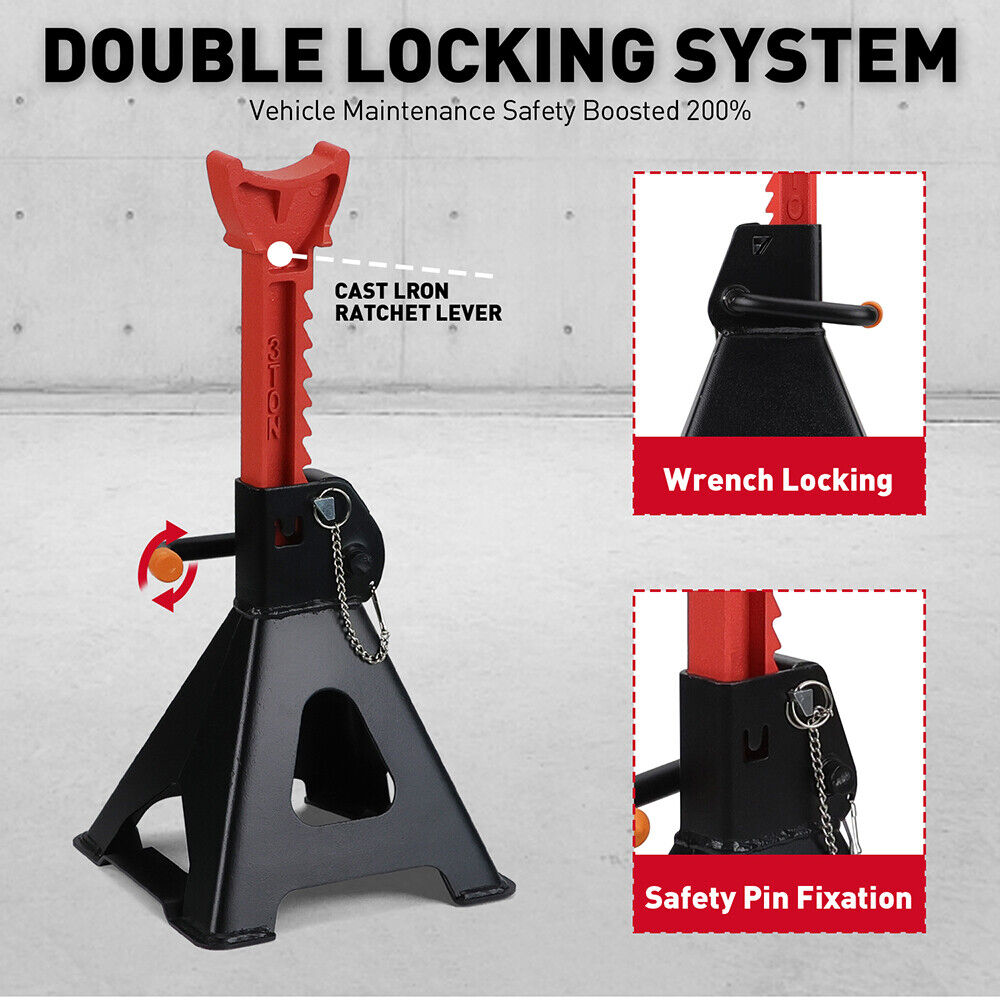 HORUSDY 2Pcs 3 Ton Jack Stands Double Lock Adjustable Truck Ratchet Lift Hoist