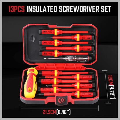 SEDY 13Pcs 1000V Magnetic Insulated Electrician Screwdriver Set VDE Certified