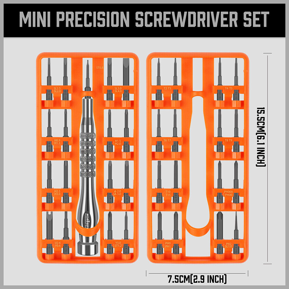 33 PC PRECISION SCREWDRIVER SET BITS PHILIP FLAT SLOTTED TORX HEX ELECTRONIC FIX