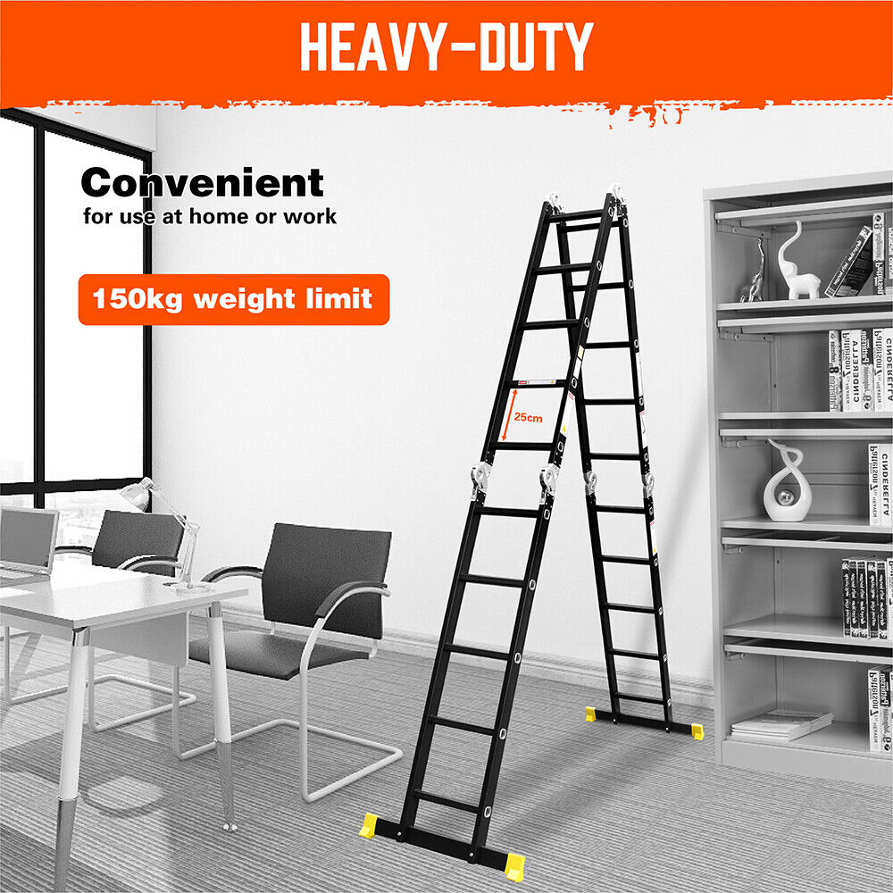 HORUSDY 5.7M Aluminium Folding Step Ladder Extension Multi-Purpose Ladders 150KG