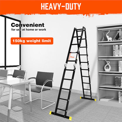 HORUSDY 5.7M Aluminium Folding Step Ladder Extension Multi-Purpose Ladders 150KG