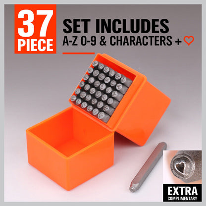 37Pcs Letter Number Stamp Punch Set DIY Hardened Ball Bearing Steel Tool 3mm