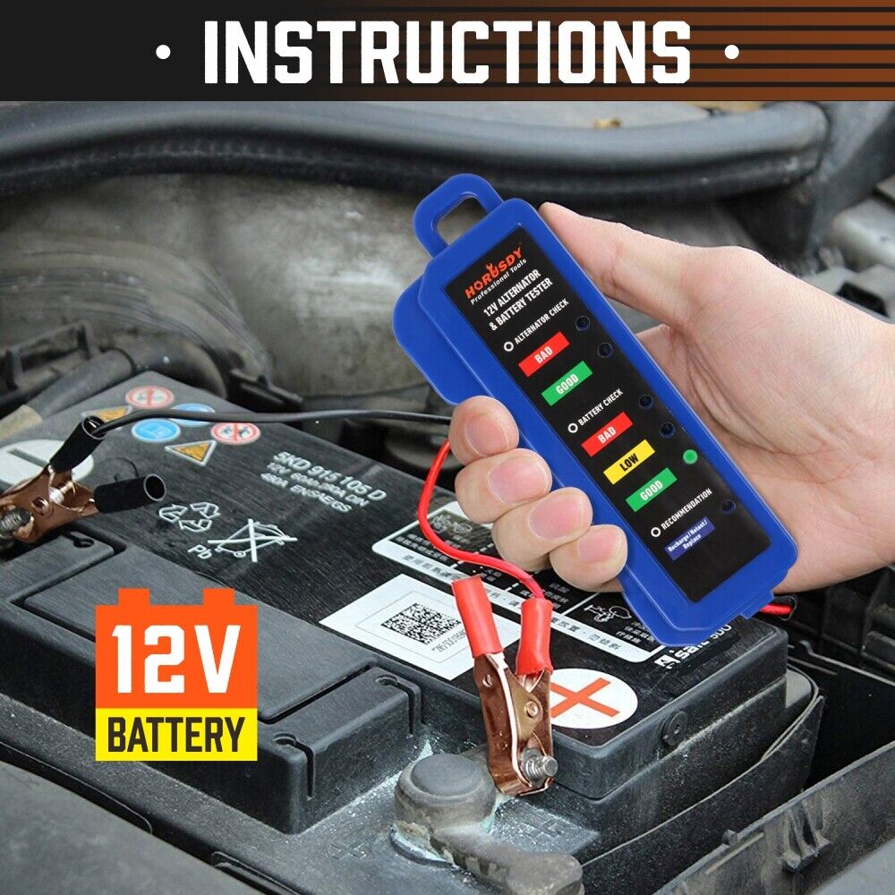 Digital 12V Alternator Battery Tester Car Load Tester Automotive  Voltage Check