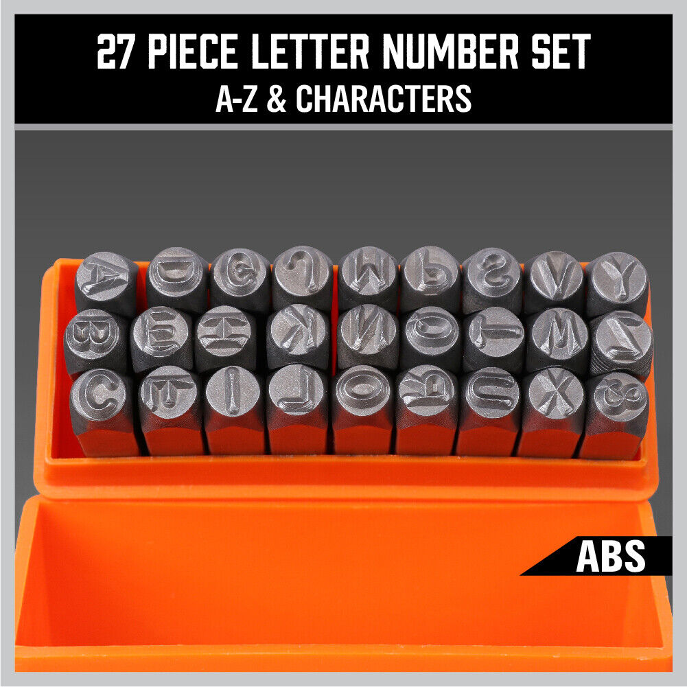 27Pc 6mm Capital Letter Stamp Punches Set Metal Plastic Wood Leather With Case