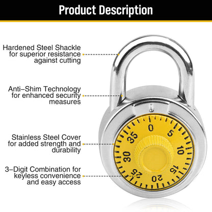 Lock Dial Combination Lock Gym Sports Locker Toolbox Case School Portable Fences