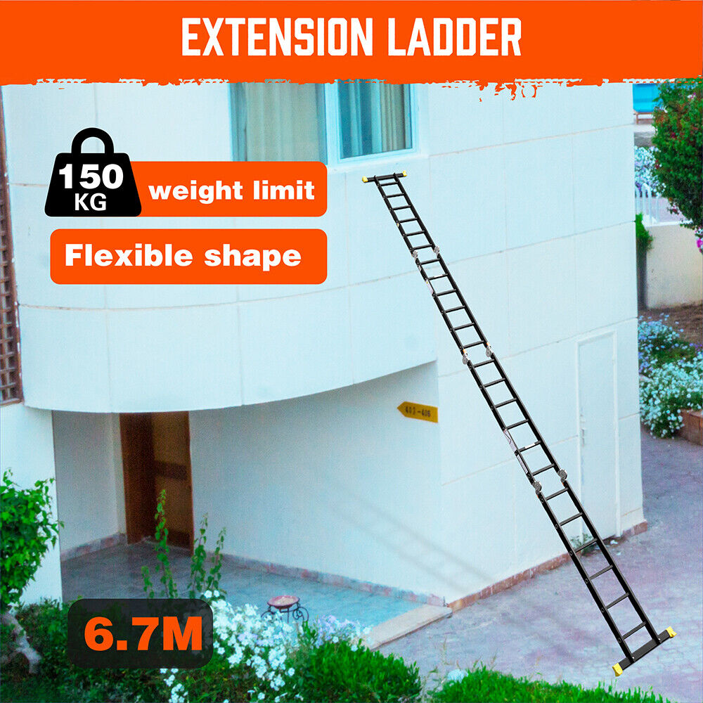 HORUSDY 6.7M Aluminium Folding Step Ladder Extension Multi-Purpose Ladders 150KG