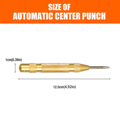 125mm/5" Automatic Centre Punch Adjustable Spring Loaded Metal Drill Tool Glod