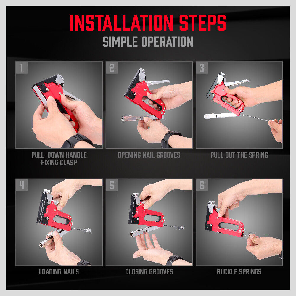 Heavy Duty Staple Gun Set 2in1 Stapler 1500Pc Staples Tacker Hand Fastener Tool