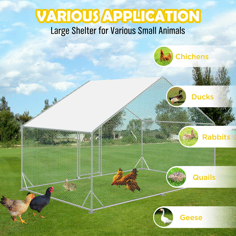 VaKa 3x2x1.95m Metal Walk-in Chicken Coop Rabbit Hutch Cage Hen House Chook Au