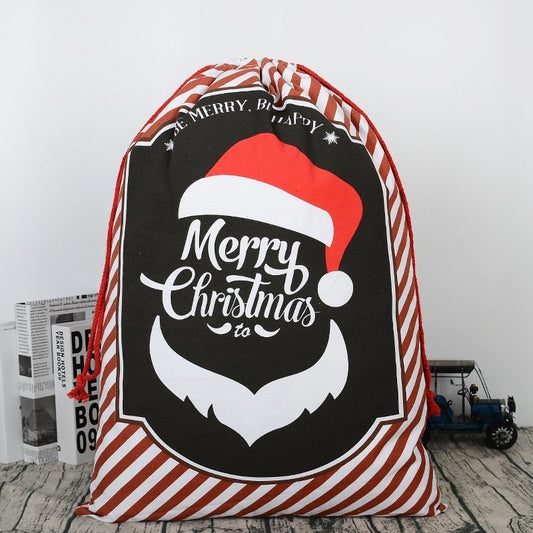 50x70cm Canvas Hessian Christmas Santa Sack Xmas Stocking Reindeer Kids Gift Bag, Red - Smile Santa