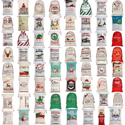 Large Christmas XMAS Hessian Santa Sack Stocking Bag Reindeer Children Gifts Bag, Santa On The Way