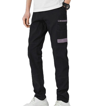 Men's Cotton Drill Cargo Work Pants UPF 50+ 13 Pockets Tradies Workwear Trousers, Black, 36