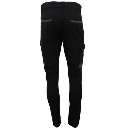 Men's Cotton Drill Cargo Work Pants UPF 50+ 13 Pockets Tradies Workwear Trousers, Black, 36