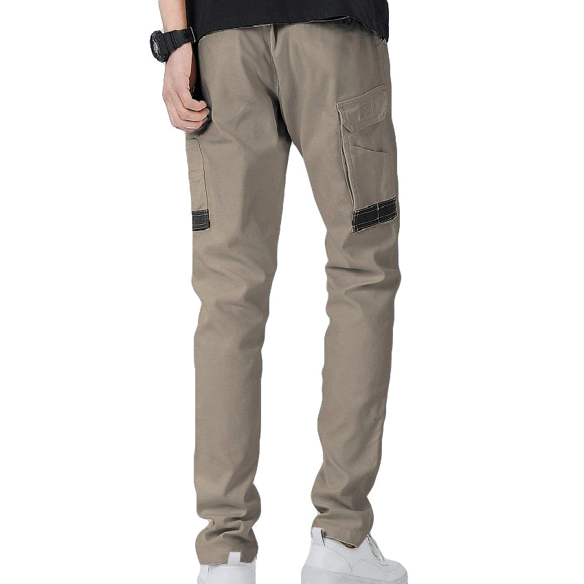 Men's Cotton Drill Cargo Work Pants UPF 50+ 13 Pockets Tradies Workwear Trousers, Khaki, 28